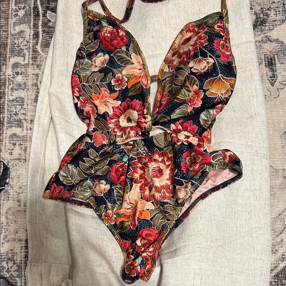 Angel De La Guarda Colombian One Piece Embellished Swimwear Size small